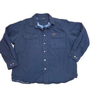 Smiths Workwear Mens XL Navy Blue Flannel Lined Canvas Shirt Jacket Shacket